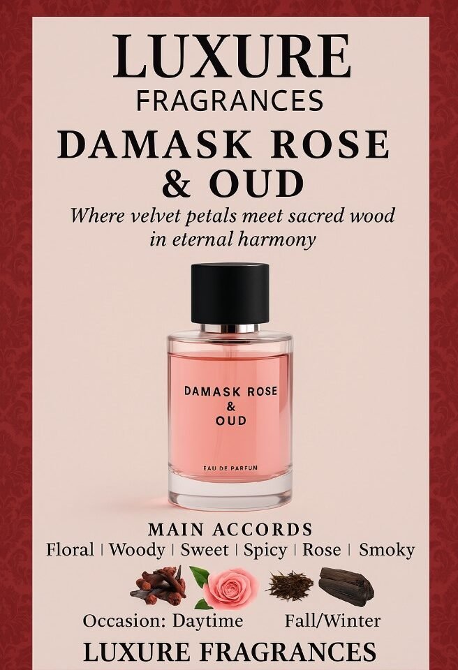 Damask Rose & Oud Perfume by Luxure Fragrances